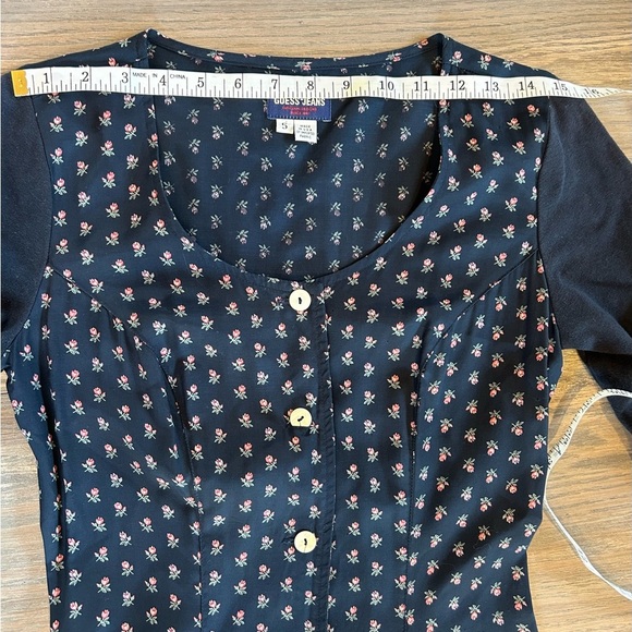 Womens Guess Navy Prairie Maxi Floral Dress Sz 5 Charming Romantic Cottagecore - Picture 8 of 12